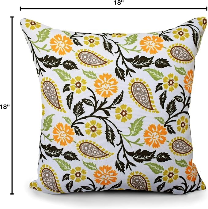 COZY TRENDS Decorative Indoor Outdoor Waterproof Throw Pillows with Inserts - Stylish Comfort for Your Patio Furniture, Garden Chairs, or Indoor Décor 18x18 Inches | Set of 2 (Orange)