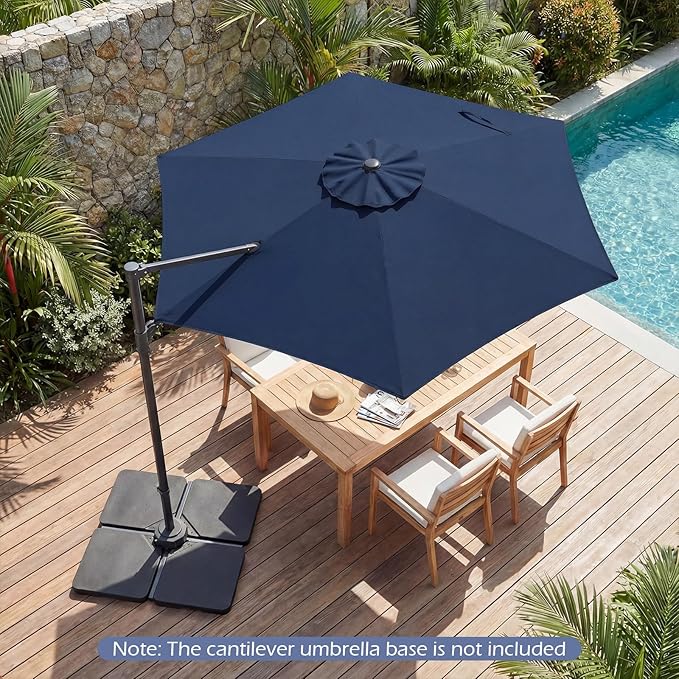 Tangkula 10FT Patio Umbrella, Offset Cantilever Outdoor Umbrella with 360 Degree Rotation, Air Vent, Cross Base for Pool Deck Garden Backyard (Navy)