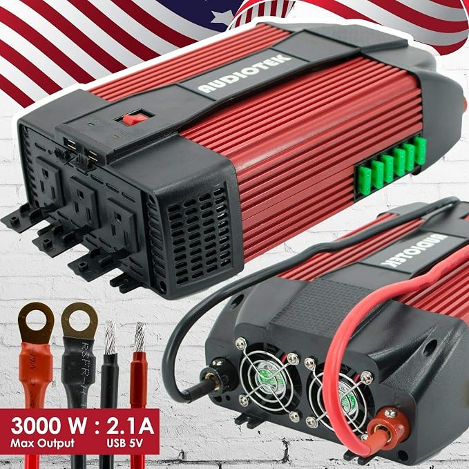 Audiotek 3000W Watt Power Inverter DC 12V AC 110V Car Converter USB Port Charger