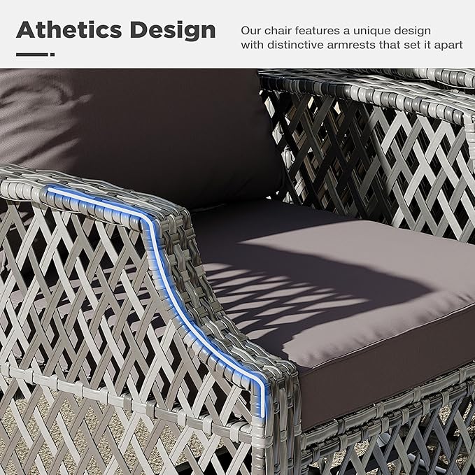 HOMREST 6 Piece Patio Furniture Set, Wicker Outdoor Conversation Sofa Set with Swivel Chairs, Loveseat, Storage Coffee Table, Rattan Outdoor Sectional for Deck Backyard Porch（7 Seats, Gray