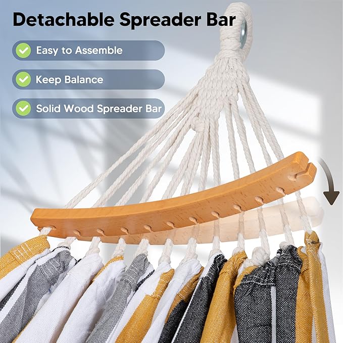 SUNCREAT Hammocks Outdoor Camping Double Hammock with Spreader Bar, Carrying Bag, Hammock Without Stand, Coffee