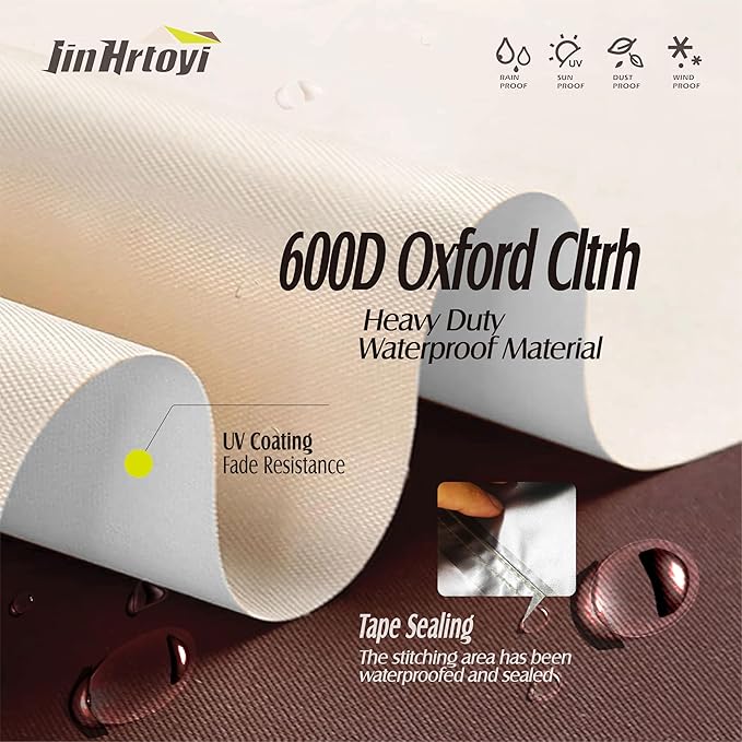 JinHrtoyi Outdoor Chair Covers 2 Pack,30Wx34Dx38H inches Patio Chair Cover,100% Waterproof Heavy Duty Outdoor Furniture Covers Waterproof,Beige&Brown Modern Style Patio Furniture Cover