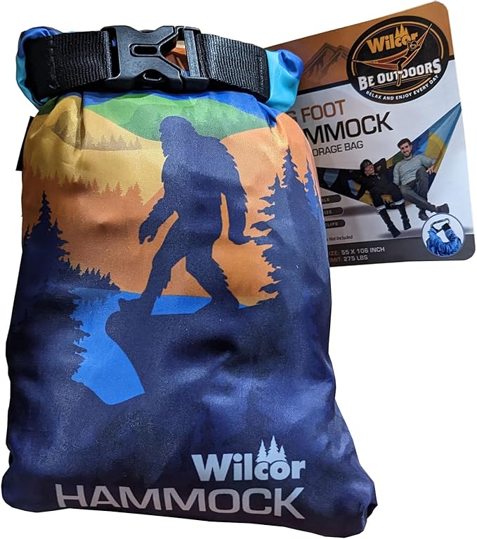 Bigfoot Scene Polyester Hammock 55"x106" with Storage Bag Compact Size Sasquatch 275 lb Limit
