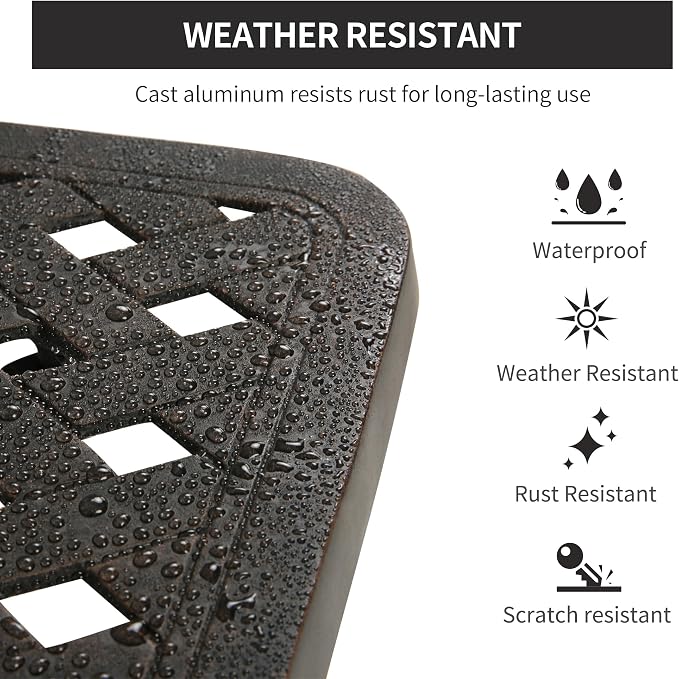 HOMEFUN Outdoor Side Tables for Patio - Cast Aluminum End Tables for Outside Rustproof and Waterproof for Garden, Porch, Balcony（Antique Bronze）