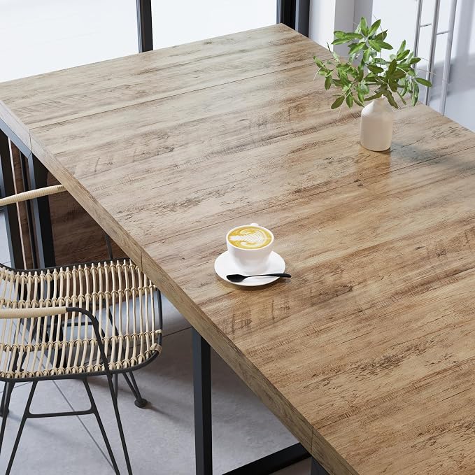 Lasageldar 118" Extendable Dining Table for 2-10 People, Modern Space-Saving Wood Dinner Table for Kitchen Dining Living Room Outdoor Patio (Accent Oak)