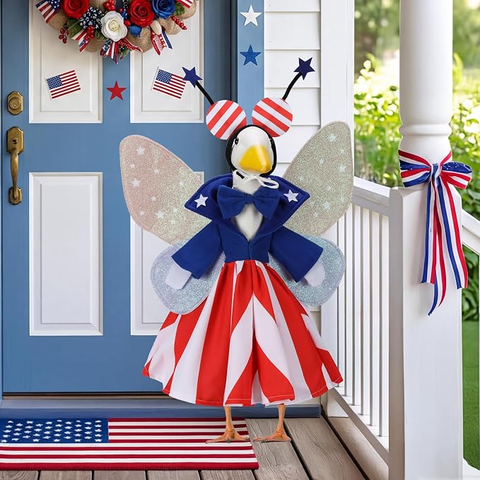 Butterfly Porch Goose Outfits for 23 Inch Statue | Butterfly Costume for Cement Statue, Sculpture Clothes for Summer Halloween Party Decoration
