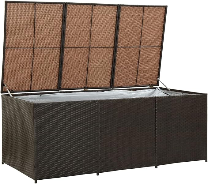 Patio Storage Box Deck Storage Box Outdoor Storage Cabinet Waterproof Storage Containers Storage Outdoor Poly Rattan 70.8"x35.4"x29.5" Brown