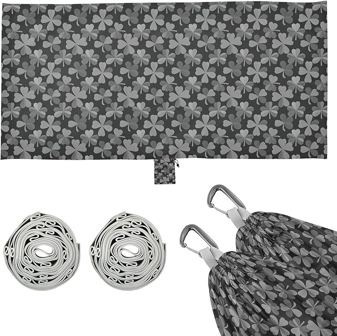 Camping Hammock Outdoor Hammocks for Outside Clover Gray Beach Trees Portable Lightweight with Pockets Tree Straps Indoor