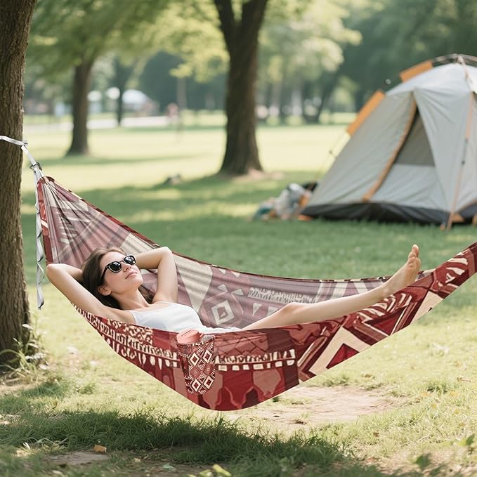 Boho Reddish Brown Vintagexture 330lb Capacity Hammocks Cloth Hammock for Outside Patio Backyard Poolside macas mexicanas de Patio para Adulto