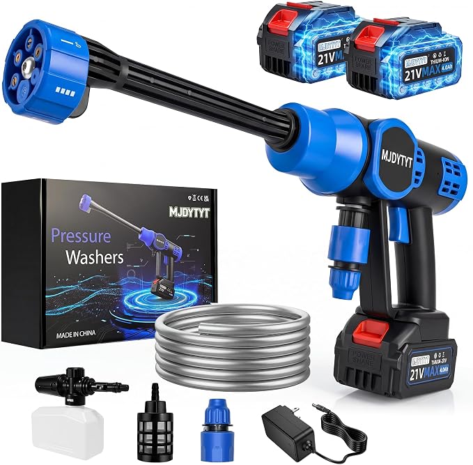 Cordless Pressure Washer with Brushless Motor, 6-in-1 Nozzle, Cordless Power Washer 16.4FT High-Elastic Hose, Portable Handheld Cleaner for Car, Home, Patio, Driveway