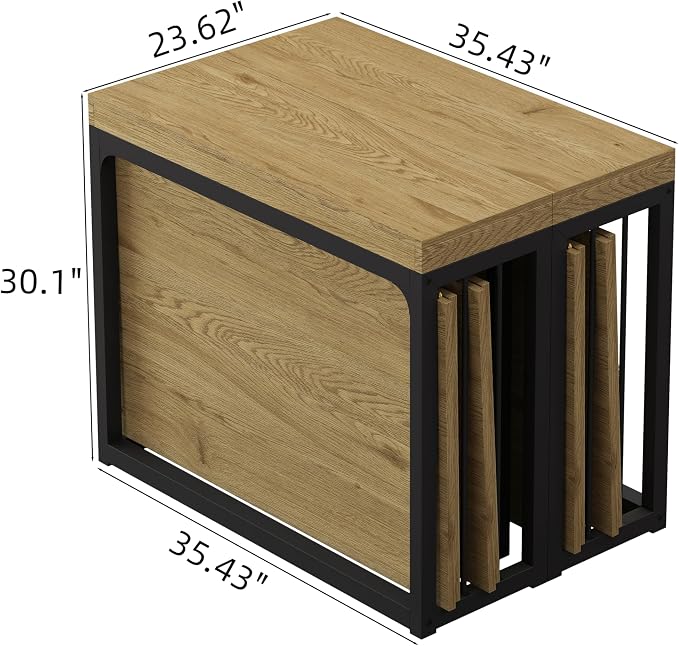Lasageldar 118" Extendable Dining Table for 2-10 People, Modern Space-Saving Wood Dinner Table for Kitchen Dining Living Room Outdoor Patio (Wild Oak)