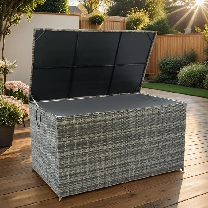 Outdoor Storage Box, 200 Gallon Wicker Patio Deck Boxes with Lid, Outdoor Cushion Storage forToys, Pillows, Towel