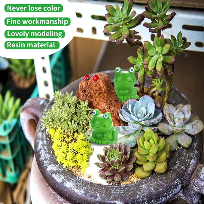 EKisemio 100 Pcs Mini Frog Garden Decor | Green Frog Figurines | Miniature Home Décor | Tiny Plastic Frogs | Fairy Garden Decor | Tiny plastic frog to hide for Miniature Garden, Terrarium, Plant Pots, DIY Crafts