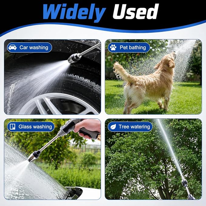 Pressure Washer Gun, 2026 Upgraded High Hose Nozzle, Hydro Power Water Jet Cleaner, Adjustable Nozzle Pressure Washer Attachment for Car, Patio, Driveway & Outdoor Cleaning