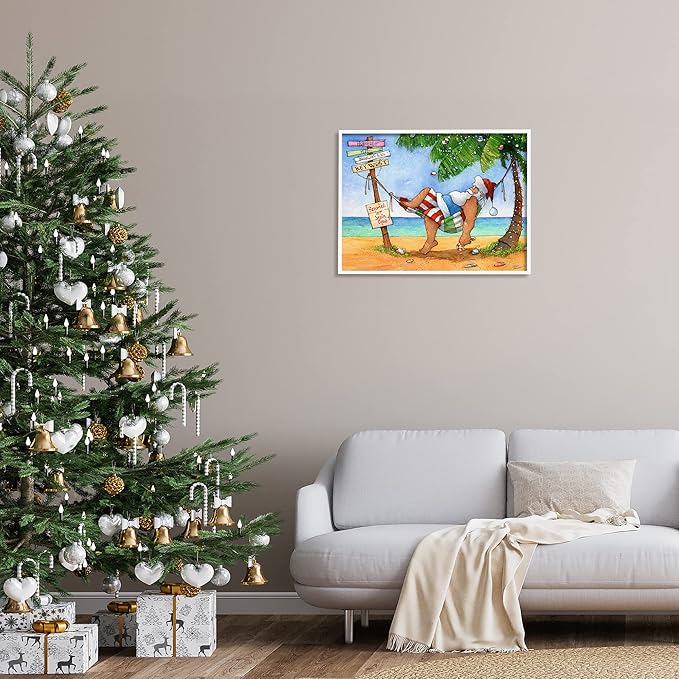 Stupell Industries Tropical Santa Claus Resting Hammock Festive Palm Tree, Design by Steve Vanderbosch