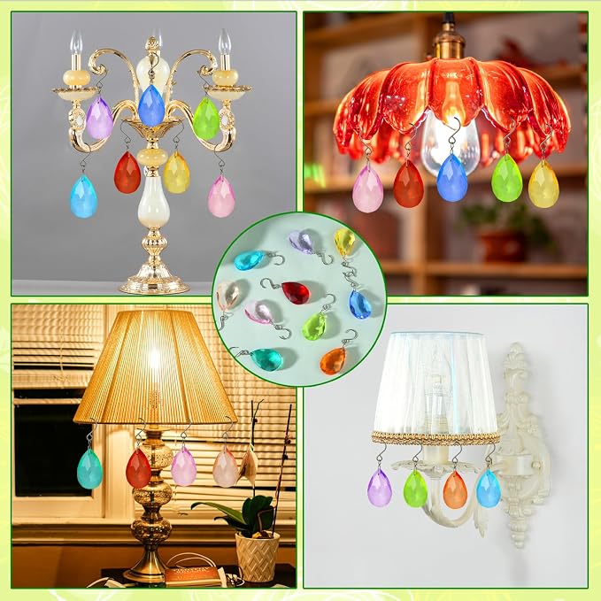 38mm Crystal Suncatcher Prism, 10pcs Multicolor Teardrop Crystals | Chandeliers Replacement Pendants for Lamp Windows Hanging Rainbow Maker Ornaments Birthday Wedding Party Home Decor Gifts