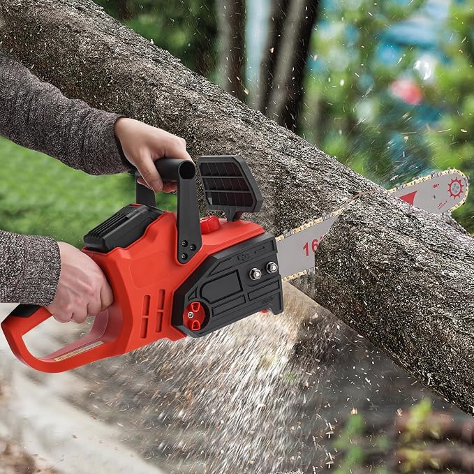 Electric Cordless Chainsaw Battery-Chainsaw 800W Batteries 2-Chains Cordless-Chainsaw With Battery And Charger with Auto-Lubrication for Wood Cutting Chainsaw Battery Powered Chainsaw