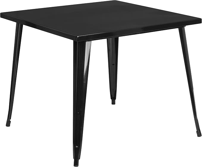 Flash Furniture Parker Commercial Grade 35.5" Square Black Metal Indoor-Outdoor Table