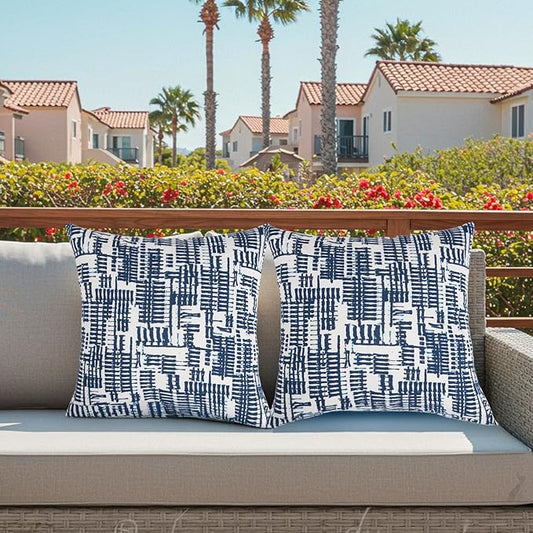 BUPPLEE Outdoor Throw Pillows Waterproof 16×16 Inch with Insert, Decorative Toss Pillows Set of 2, Rain-Proof, Fade Resistant for Patio Furniture, Sofa, Couch, Garden