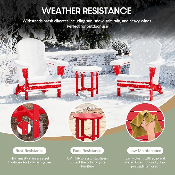 WestinTrends Dylan Adirondack Round Outdoor Side Table, Red