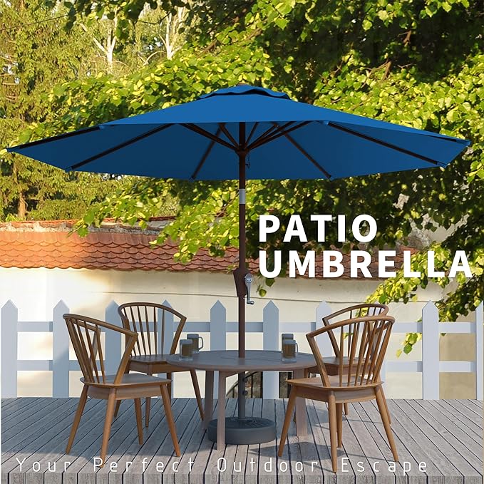 10FT Patio Umbrella, Outdoor Umbrella with Push Button Tilt and Crank, 8 Sturdy Ribs, UV Protection & Waterproof Market Umbrella for Pool, Backyard, Beach,Deck (Royal blue)