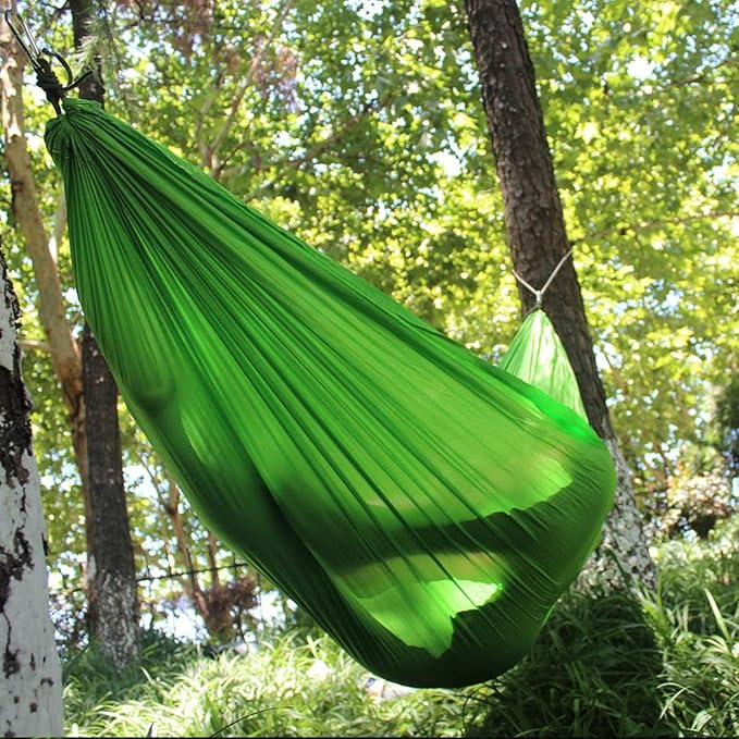 BNEI Outdoor Hammock, Double Hammock, Rope and Storage Bag Included, Suitable for Patio, Park, Outdoor Camping (Yellow with Green)