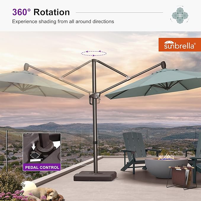 PURPLE LEAF 10' X 10' Cantilever Patio Umbrella with 360-degree Rotation Aluminum Round Outdoor Offset Hanging Umbrella for Patio Pool, Sprout Green