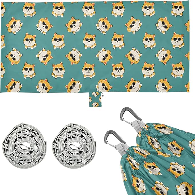 Camping Hammock Outdoor Hammocks for Outside Corgis Beach Trees Portable Lightweight with Pockets Tree Straps Indoor