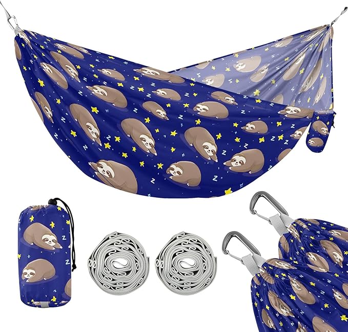 Camping Hammock Outdoor Hammocks for Outside Sloth Star Beach Trees Portable Lightweight with Pockets Tree Straps Indoor