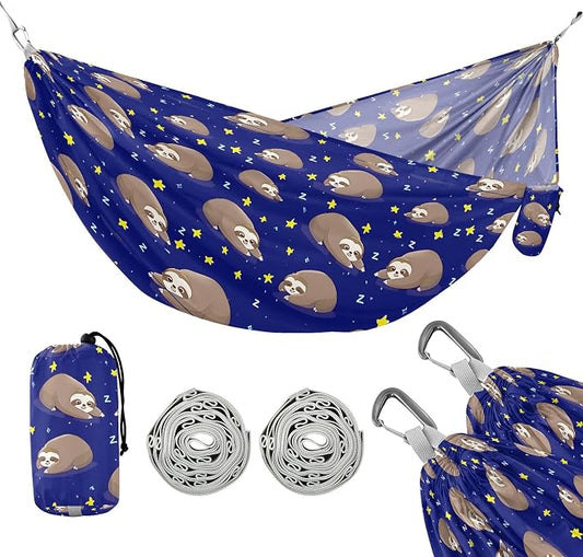 Camping Hammock Outdoor Hammocks for Outside Sloth Star Beach Trees Portable Lightweight with Pockets Tree Straps Indoor