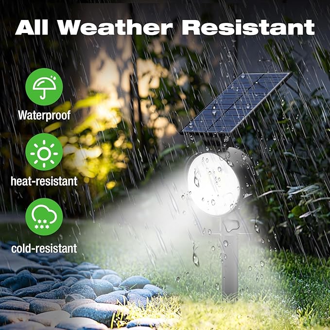 nipify Solar Spot Lights Outdoor Waterproof, Landscape Spotlights | Cool White, 12 Pack/53 LED/3 Modes, Adjustable Solar Panels, Auto On/Off, Uplights Lighting for Outside Tree Yard Flag Garden