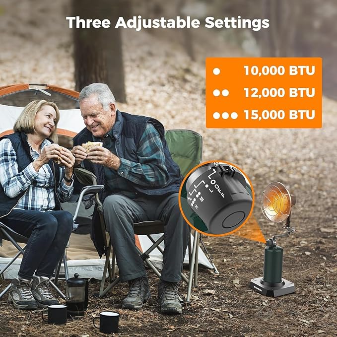 CAMPLUX Portable Outdoor 1lb Propane Heater, 15,000 BTU Outdoor Infrared Heater for Patio, Camping, Hunting, Garage