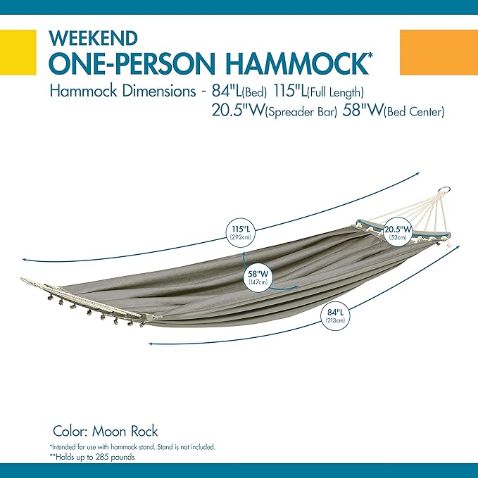 DUCKCOVERS Weekend One-Person Hammock, 84 x 58 Inch, Moon Rock