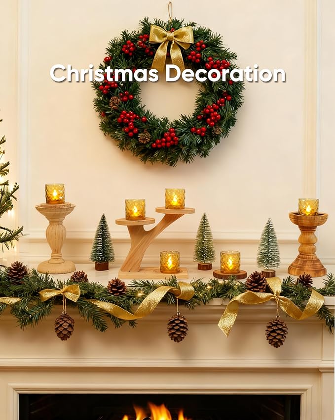 Homemory 2" x 2" Acrylic Votive Candle Holders with Auto Timer Flameless Led Tealight, Battery Powered Fake Electric Candles for Wedding Centerpiece, Table, Christmas Decor (12Pack, Gold Base)