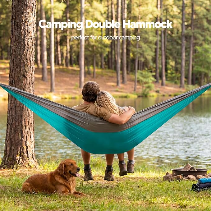 SUNCREAT Hammocks Backpacking Hammock for Camping, Lightweight Camping Hammock for Outside, Blue Green