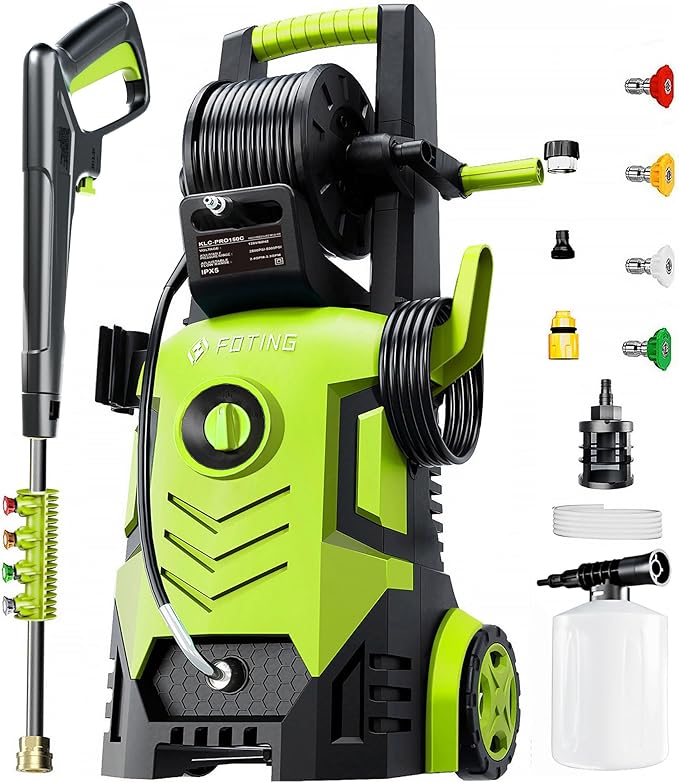 2026New Pressure Washer 4800PSI, 34" Tall, 4 Quick Connect Nozzles,Inlet Hose&Filter&500mlFoam Cannon for Cars/Fences/Driveways/Home Cleaning,Green