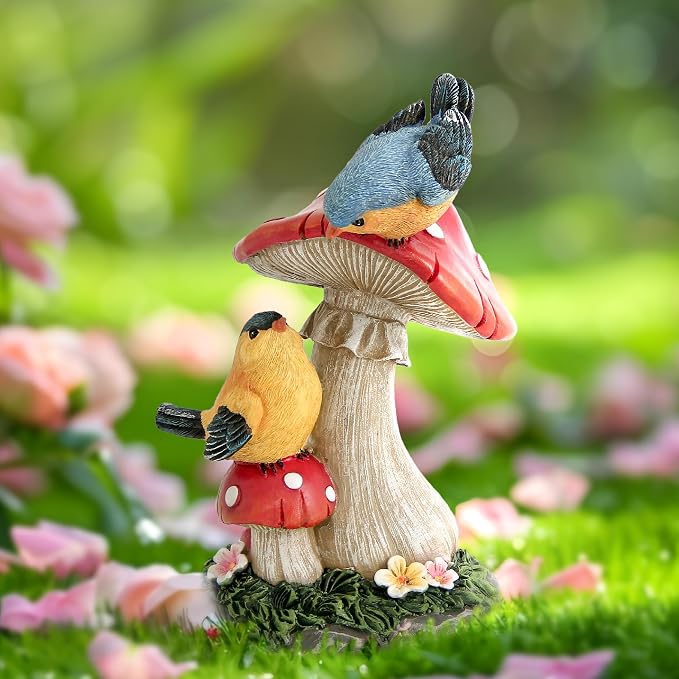Leekung Bird Garden Statue Welcome Sign Outdoor Garden Decor for Patio Yard | Resin Bird Figurine Welcome Sign, Weather-Resistant Garden Statue for Front Porch,Entryway,Shelf,Table,Gift for Bird Lovers