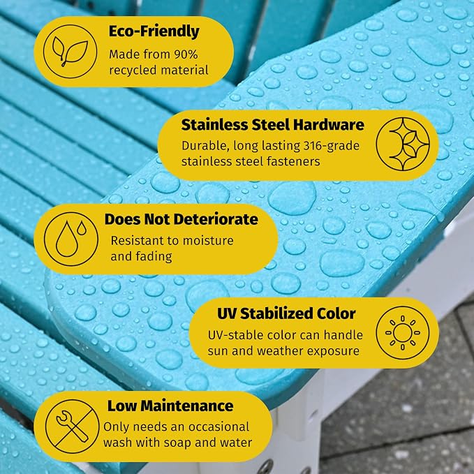 LuxCraft Poly Small Table Stand, Outdoor Side Tables for Patio, Weatherproof Patio End Table for Outside, Eco Friendly and UV Resistant HDPE - Amish Made in USA (Dove Gray & Slate)