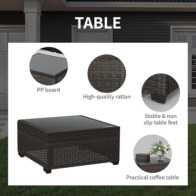 SHGJ&SOFT 6pcs Outdoor Patio Furniture Set, Waterproof Wicker Outdoor Sectional Couch with Thick Cushions, All-Weather Rattan Sectional Sofa (Dark Blue 1, 6 pcs)