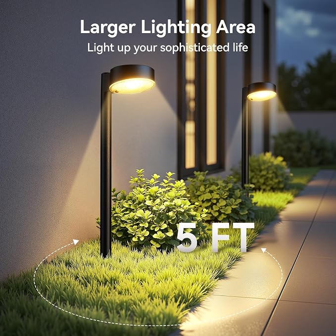 Ahaorigin 8 Pack Solar Pathway Lights Outdoor, 12 Brighter LEDs Solar Lights Outdoor Waterproof, Up to 12 Hrs Modern Path Light for Yard Garden Walkway Driveway Lawn, Warm White