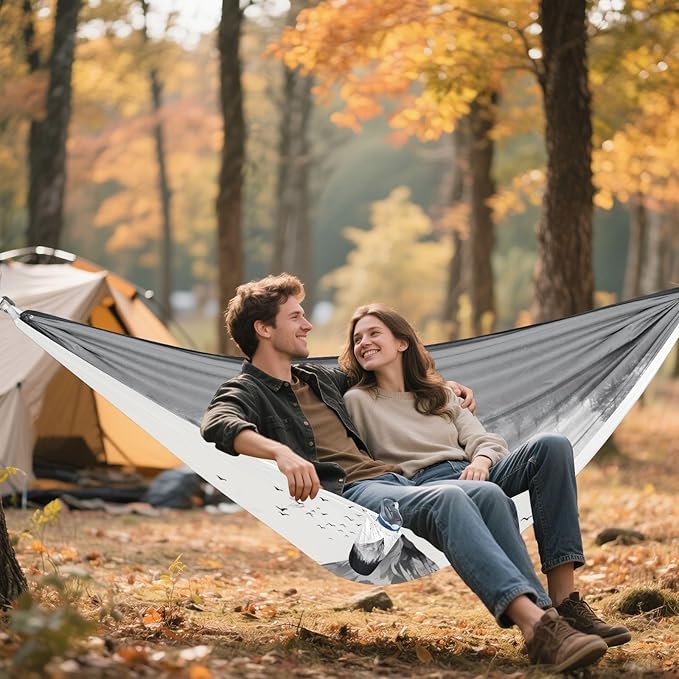 Qilmy Mountain Camping Hammock Single – 330 lbs Capacity, Lightweight with Tree Straps & Carabiners, Portable for Hiking, Travel, Backpacking