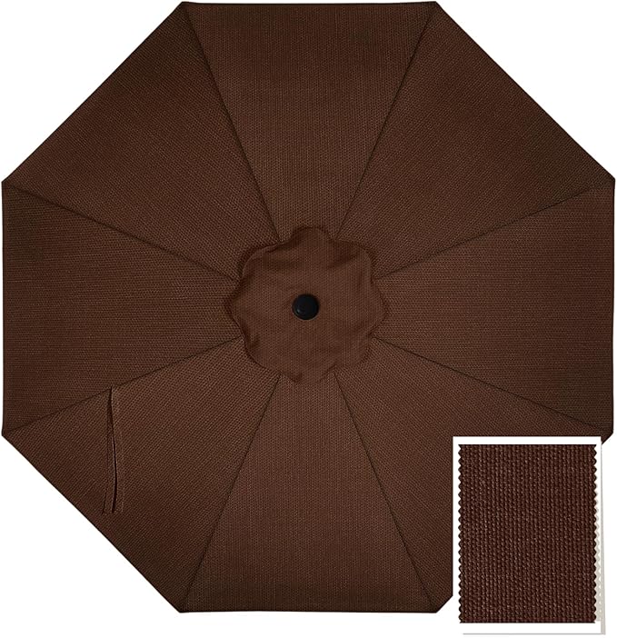 MASTERCANOPY 5-Year-Non-Fading Olefin 9FT Patio Umbrella Replacement Canopy for 8 Ribs- Coffee Canopy Only