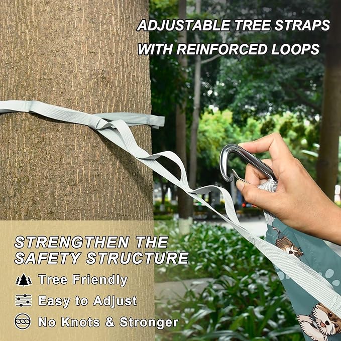 Camping Hammock Outdoor Hammocks for Outside Cute Puppy Paw Beach Trees Portable Lightweight with Pockets Tree Straps Indoor Small