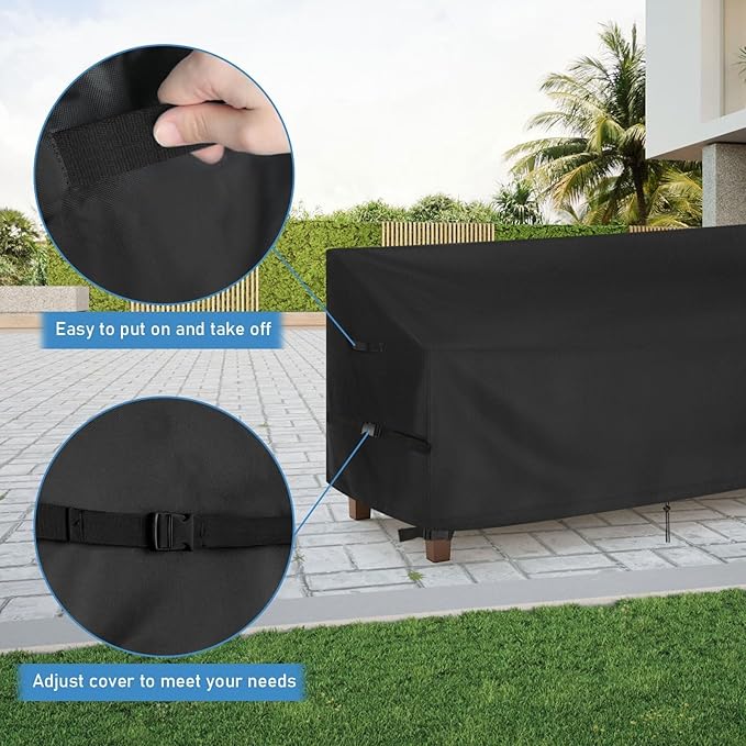 Outdoor Bench Cover for KINGBO 39.7" Outdoor Bench, 40inch Patio Furniture Covers Waterproof Heavy Duty for Garden Bench, Park Bench, Loveseat with Backrest -40"L x 20"W x 35/25"H