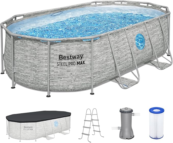 Bestway Steel Pro MAX Splashview 14' x 8'2" x 39.5" Above Ground Swimming Pool Set