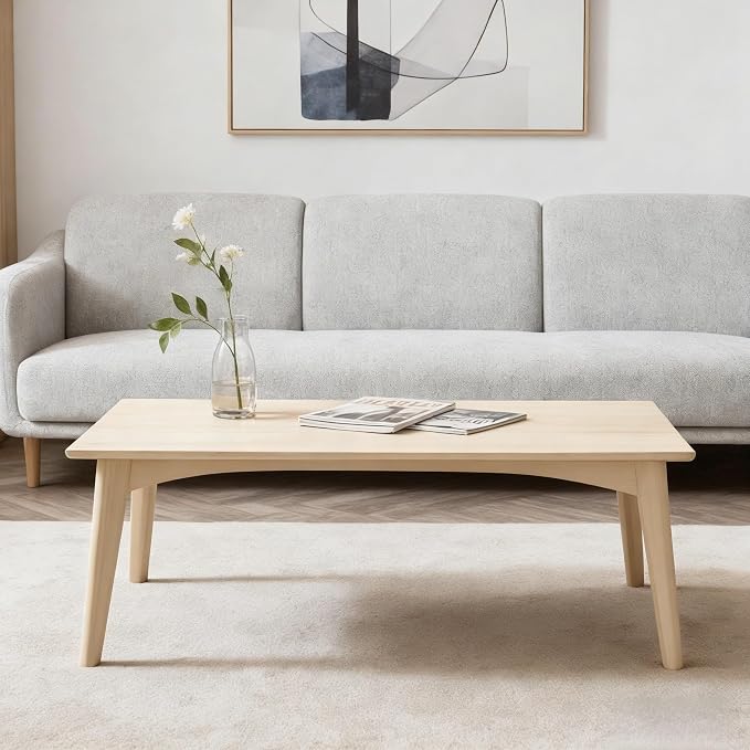 JIKUGO Bamboo Folding Coffee Table No Assembly Required Japanese Floor Table for Bedroom Living Room, Natural Wood, 26 x 15.8 x 11.8 Inches