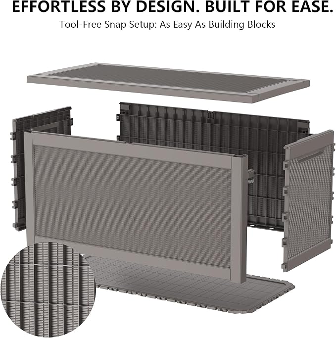 Outdoor Storage Box, 320 Gallon Waterproof Deck Box [Upgraded 3.0], Dual Gas-Spring Ultimate Resin Organizer for King Cushions, Heavy-Duty Lockable Estate Storage Bench, Backyard BBQ, Grey