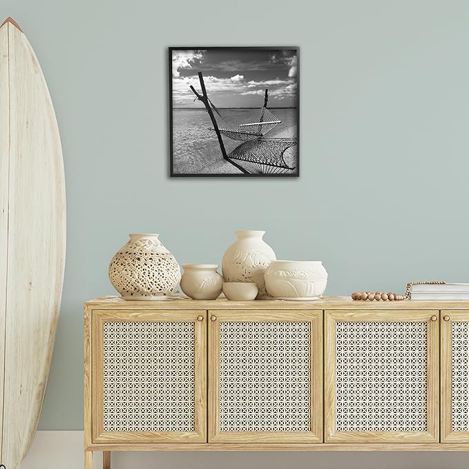Stupell Industries Windward Beach Hammock Framed Giclee Art Design by Noah Bay
