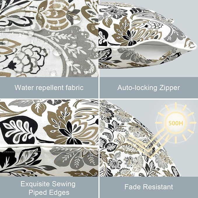 LVTXIII Outdoor Pillow Covers 20x20 Patio Waterproof Throw Pillow Cases Fade Resistant Accent Pillow Covers for Spring Summer Garden Decoration, Set of 2, Dailey Tan