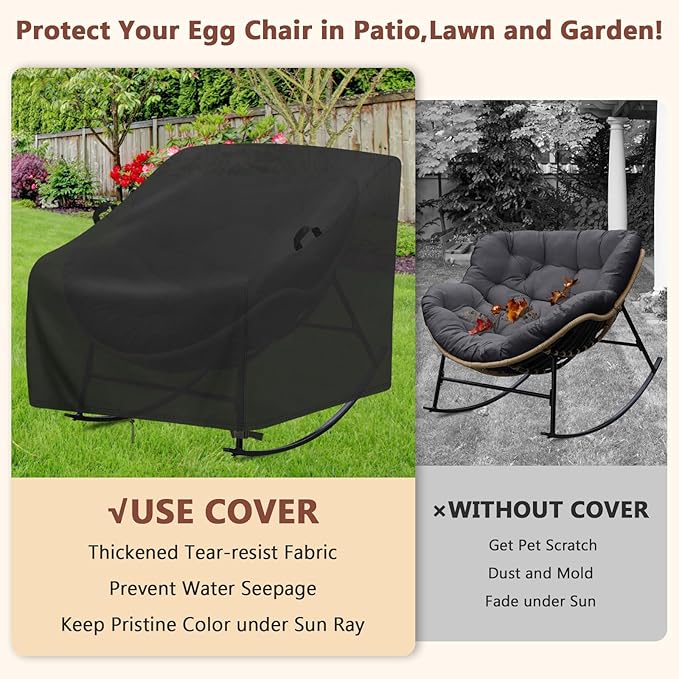 Waterproof Patio Chair Covers,Heavy Duty 2 Pack Patio Furniture Cover for Outdoor Swivel/Rocking Chairs,Outdoor Seat-Cover with Reinforced Waterproof Strip,(33"W x 35"D x 38.5"H,2-Pcs)